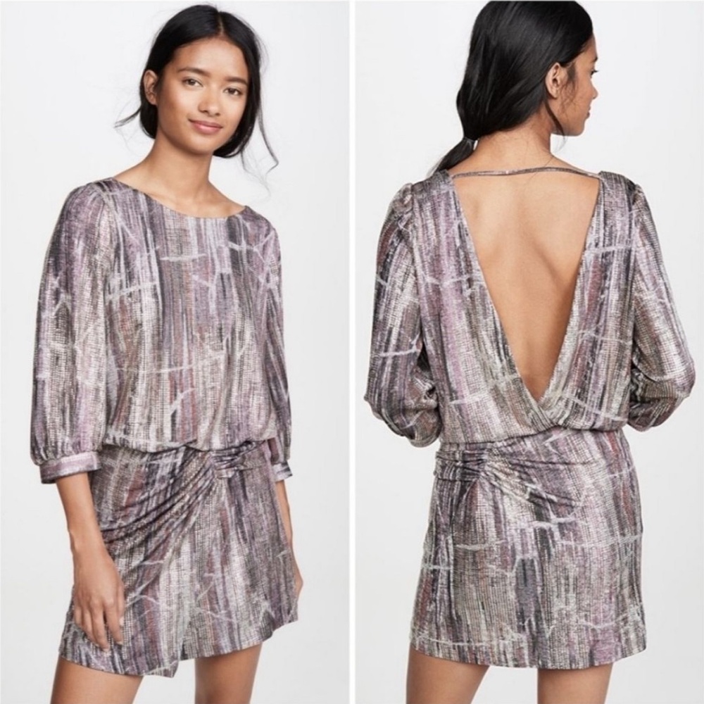 Ba&sh Salina Short Metallic Dress Open Back Size US 8